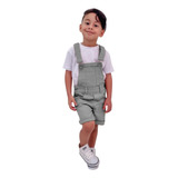 Jardineira Jeans Short Infantil Macacão Kids Masculino 2 A 8