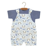 Jardineira Macacão Curto Infantil C Camiseta Verão Bebê