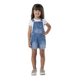 Jardineira Mania Kids Jeans Infantil Juvenil Menina Fofa Lev