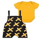 Jardineira Para Bebês Meninos Estampa Em X Amarelo 1 