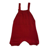 Jardineira Romper De Tricô Trançado Tricô Kids Vermelho