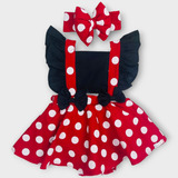 Jardineira Romper Minnie Body Roupa Bebe Menina Mesversario