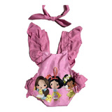 Jardineira Romper Princesas Cute