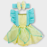 Jardineira Romper Saia Fantasia Body Bebe Princesa Tiana