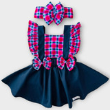 Jardineira Romper Xadrez Body