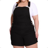 Jardineira Shorts Feminino Plus
