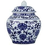 Jarra De Gengibre Chinês Com Tampa Estilo Antigo Jingdezhen Decoração De Casa Retrô Azul E Branco Flores De Porcelana Vaso De Cerâmica Coberto Estilo Tradicional Ming E Qing Da China Jarra Geral 
