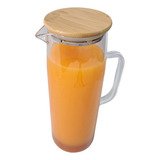 Jarra De Vidro Suco Agua 1 2 Litros Com Tampa De Bambu