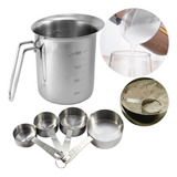 Jarra Graduada Medidor Aço Inox 1 L Conjunto Medidor 4 Pçs