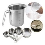 Jarra Graduada Medidor Aço Inox 1 L Conjunto Medidor 4 Pçs