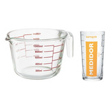 Jarra Medidora 1l Vidro Copo Medidor Vidro 390 Ml Graduado