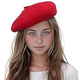 Jastore Boina Infantil Para Meninas Boinas De Lã Francesa Chapéu Clássico Moda Quente Gorro Para Meninas Pequenas Vermelho 4 10 Years