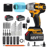Jc 35 Pcs Parafusadeira Chave De Impacto 2 Bateria Lítio 48v Bivolt Recarregável Profissional Bs Cor Amarelo