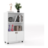 Je Home Estante Livreiro Prateleira Armario Baixo Organizador Sapateira Com Portas E Rodas Para Livros Para Escritorio Quarto Sala Cor Branco Em Mdp Je Home