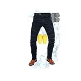Jeans De Moto à Prova D'água Calças De Motocicleta De Armadura Tecido Com Revestimento Impermeável Armadura Removível Para Joelhos E Quadris (color : Black, Size : 3xl)