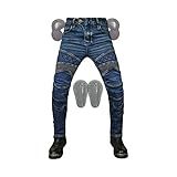 Jeans De Moto Calças De Motocicleta Unissex 4 Opções De Almofadas  Removíveis Tecido Elástico  Respirável  Resistente Ao Desgaste  Color   Blue  Size   XXL 