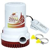 JENENSERIES Bomba De água Submersível De Esgoto De 2000 GPH 12 V DC Com Interruptor De Flutuação Adequada Para Balsa Iate Sistema De Drenagem Marítimo E De Jardim