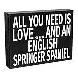 Jennygems Presentes Springer Spaniel Inglês, All You Need Is Love And An English Springer Spaniel Placa De Madeira, Springer Spaniel Dog Mom, Feito Nos Eua