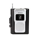 Jensen CR 100 Retro Portátil AM FM Rádio Cassette Player Compacto Design Leve Estéreo AM FM Rádio Cassete Player Gravador E Alto Falante Embutido Série Preta 