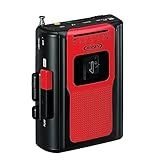 Jensen Rádio Retrô Portátil AM-FM Toca-fitas Pessoais- Design Compacto E Leve- Estéreo AM-FM- Toca-cassete-gravador E Alto-falante Embutido -vermelho-