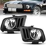 Jenuo Conjunto De Farol Adequado Para Ford Mustang 2005 2009 2005 2006 2007 2008 2009 05 06 07 08 09 Ford Mustang Farol Refletor Transparente De Carcaça Preta
