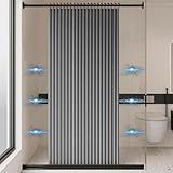 Jerlwuay Cortina De Chuveiro Dobrável à Prova D-água- Cortinas Magnéticas Para Banheiro- Cortina De Banheiro De Linho Grosso- Sem Necessidade De Forro- Cinza- 99 Cm X 200 Cm
