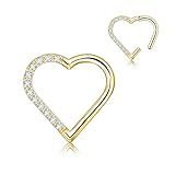 JESMODA G23 Anel De Titânio Clicker Em Forma De Coração CZ Anéis De Nariz Argola Segmento Piercing Orelha Daith Helix Tragus Cartilagem Brincos Joias 16G Titânio Sem Pedras Preciosas