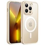 JETech Capa Magnético Para IPhone 13 Pro Max 6 7 Polegadas Compatível Com MagSafe Translúcido Fosco Verso Lente Câmera Proteção Total Fina à Prova De Choque Tampa Ouro Claro 