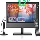 Jexiop TV Portátil De 12 Polegadas TV Pequena Com Bateria Recarregável Relógio HDTV Em Qualquer Lugar Porta HDMI USB Cabo Carregador De 12 Volts Alimentação CA Mini TV Para Caravana Cozinha