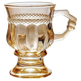 Jg 06 Xícaras Café Retrô C Pé Dourado Metalizado Âmbar