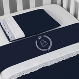 Jg Lençol Berço 3 Pç 100 Algodão Urso Imperial Azul Marinho