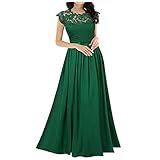 Jiabing Vestidos De Festa Maxi De Renda Vazada Elegante Para Casamento Dama De Honra Noite Formatura Túnica Vestido Evasê Verde P