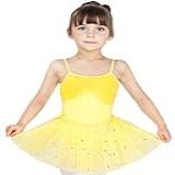 JiAmy Collant De Balé Para Meninas Collant De Dança Infantil Com Estrelas Lantejoulas Saia Tutu Bailarina Roupa Para Crianças De 2 A 11 Anos Amarelo 3 4 Years