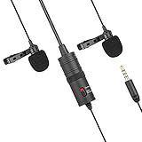 Jiangtao Dual Omni Direcional Lavalier Microfone Lapel Clip On Condenser Microphone Para Canon Nikon Sony DSLR Camera Filmadora Para IPhone Samsung Huawei Smartphone Gravadores De Áudio PC E Outras Gravações