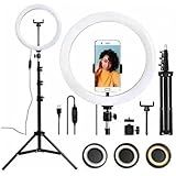 JIANW Kit Iluminador Ring Light 12 Polegadas 30 Cm Com Tripé E Dimmer Controle Da Intensidade Da Luminosidade Completo Live Self Influencer Youtuber Estudio Premium