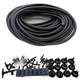 JIH Tubo De Linha Aérea Flexível Preto Padrão 3-16- Com Conectores De Plástico Preto Para Aquário- Terrários E Hidropônicos -J-6 Pés - 40 Conectores-