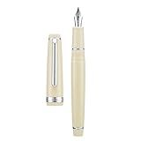Jinhao 82 Caneta-tinteiro De Acrílico Branco Marfim, Ponta Média, Design Clássico, Caneta De Escrita Suave Com Conversor De Tinta (acabamento Prata)