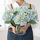 JINWOE Flores Artificiais De Hortênsia Azul Claro 4 Peças De Hortênsias Artificiais De Seda Realista De Toque Real De 50 Cm Flores Falsas Completas Para Mesa De Buquê Centros De Mesa Primavera 