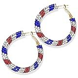 JIUIQL Brincos De Argola De Cristal Azul Arco íris Com Brilho Exclusivo E Chique Grande Discoteca Brincos Redondos Pendurados Em Strass Para Mulheres Meninas Berloques Joias Presentes Azul