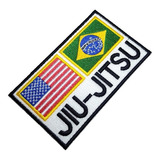 Jiujitsu Bandeira Brasil Eua Patch Bordado Para Kimono