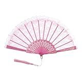 Jmkcoz Leque Dobrável Portátil De Renda Bordado Flor Nupcial Ventilador De Mão Chinês Japonês Vintage Para Fantasia Dos Anos 1920 Casamento Dança Chá Festa 1 Rosa 