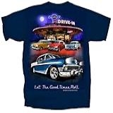 Joe Blow Camiseta Masculina Chevy Bel Air Tri-five Retro Drive-in, Azul Marino, X-large