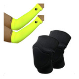 Joelheira Acolchoada E Manguito Curto Kit Voleibol