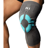 Joelheira N1 Sport Knit 3d Pró Cinza Com Azul Turquesa Tamanho G