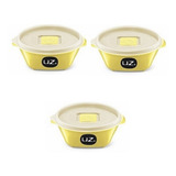 Jogo 03 Potes Multiuso Premium 350ml Amarelo Solido Uz 5302