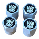 Jogo 04 Bicos Capas De Válvula Roda Pneu Prata Transformers