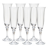 Jogo 06 Taças De Cristal Bohemia P champagne Kleopatra 175ml