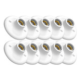 Jogo 10 Peças Plafonier Plafon Soquete Porcelana 100w Branco