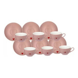 Jogo 12 Pçs Xícaras Chá Porcelana 160ml Lamour Hauskraft