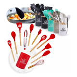 Jogo 12 Peças Utensílios Silicone Colher Espátula Concha